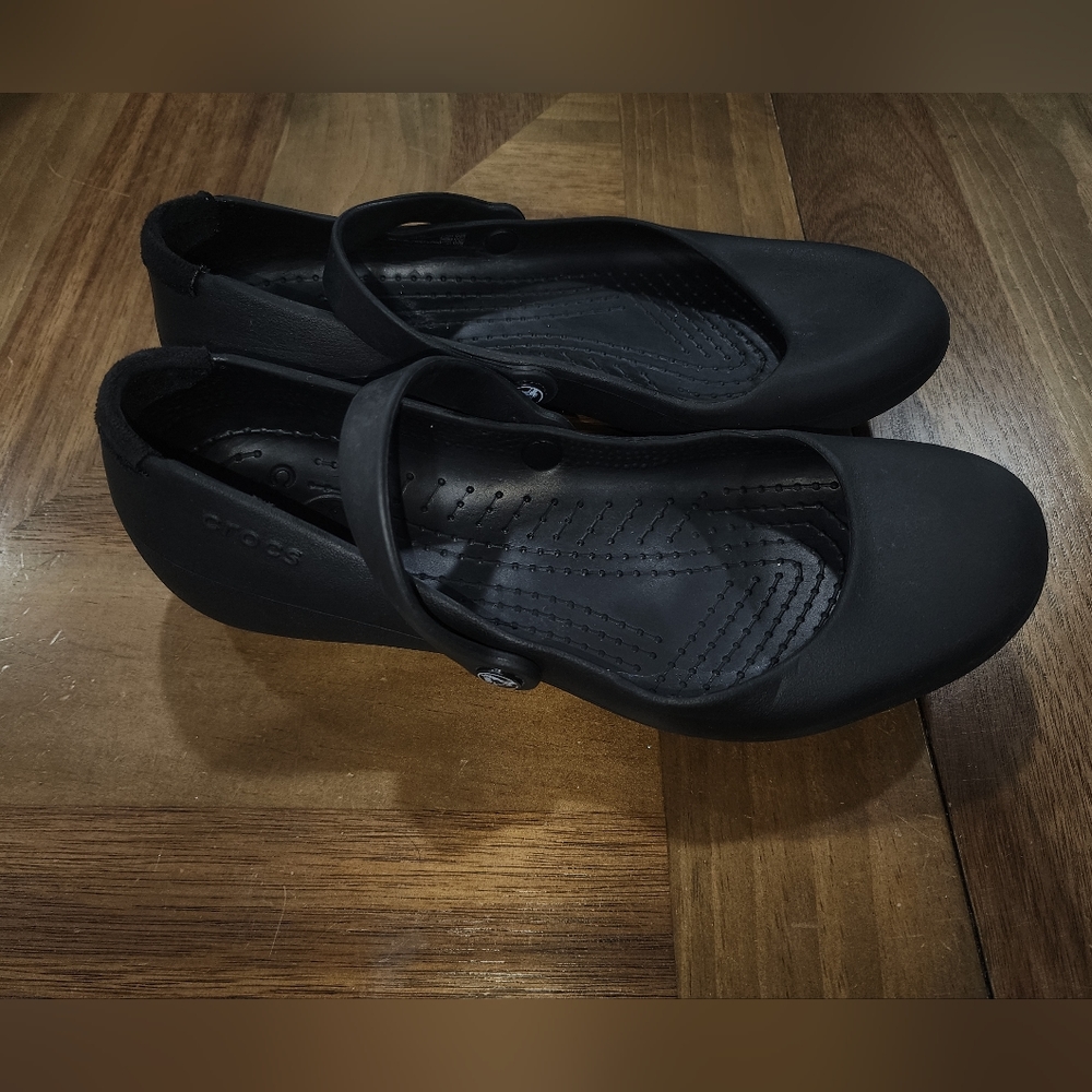 Crocs Slip On Slide On Ballet Flats Mary Janes Black Sz 7 Womens - Picture 3 of 9